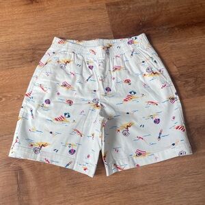 Lands End Womens pull on high shorts novelty print sz 4 beach vacation cruise